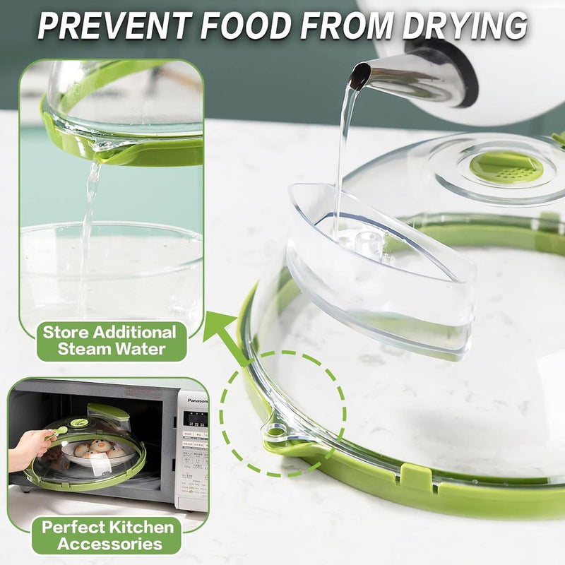 Magnetron Voedsel Bell Plaat Deksel Voorkom Spatten Helder met Ventilatie en Handgrepen Hittebestendige Deksels (Pack van 1)