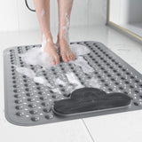 Douchematten voor douche binnen, TPE-materiaal, badmatten, met 166 sterke zuignappen, 40 x 70 cm badmatten, voetmassagegedeelte, antislip douchemat (grijs)