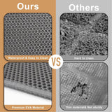 Kattenbakmat, 90 x 76 cm EVA waterdichte kattenbak, kattenmat met honingraatmotief, dubbellaags ontwerp honingraat, kattenbak, grijs, 1 zijde verbonden