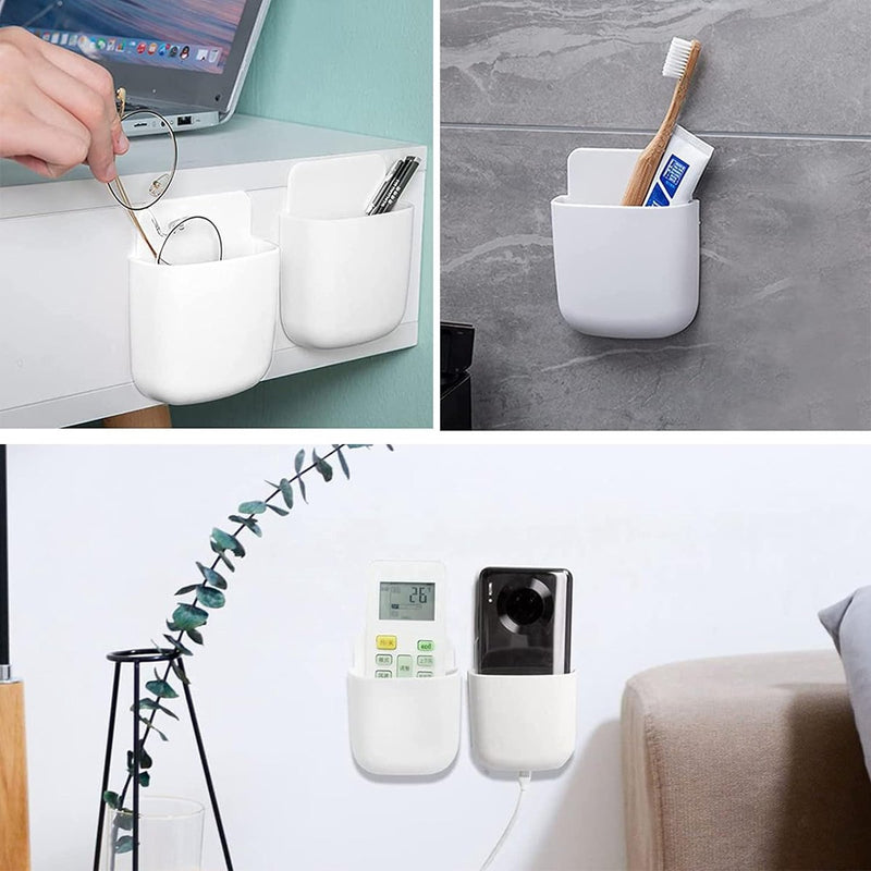 8 stuks afstandsbedieningshouders, organizer, telefoonhouder, wandorganizer, tv-airconditioning, wandhouder, Damage-vrije opbergdoos, mini-opbergdoos voor thuis en op kantoor, wit