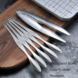 4-delige zeevruchten tool zeevruchten vorken set 1 kreeft krabben crab en 3 roestvrij staal zeevruchten vorken harde schaal schaaldieren alle soorten zeevruchten en noten enz. (zilver)