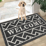 Deurmat voor binnen, 50 x 80 cm, zwart, antislip, wasbaar, vuilvangmat, waterabsorberende deurmat, vuilvanger, tapijt voor ingang, voordeur, patio, hal
