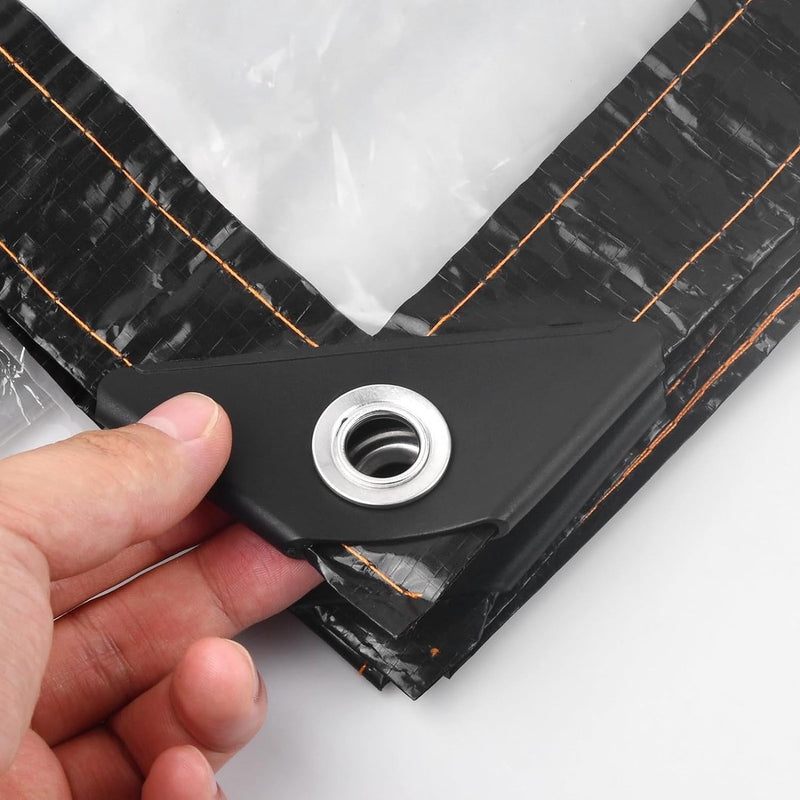 Transparant zeildoek met oogjes, 3 x 4 m waterdicht transparant PVC zeildoek, UV-bestendig weerbestendig beschermend zeildoek stoffen zeildoek voor tuinmeubelen planten kas zwembad