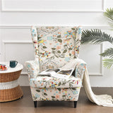 2-delige hoes voor oorfauteuils, met poef, fauteuil-overtrek, fauteuilhoes, stoelhoes, stretch, tijger, stoelhoes met armleuning, hoge rugleuning (Scandinavische stijl)