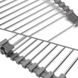 roestvrijstalen afdruiprek, opvouwbaar en afneembaar roestvrijstalen spoelbak, roldroogrek, roldroogrek, afvoergaasmand, 43 cm x 35 cm, grijs