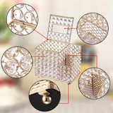 Household Cube Vierkante Tissuehouder Box met Multifunctionele Organizer Zijvak voor Afstandsbediening Vanity Make-up Cosmetics Pen Pencil (Goud)