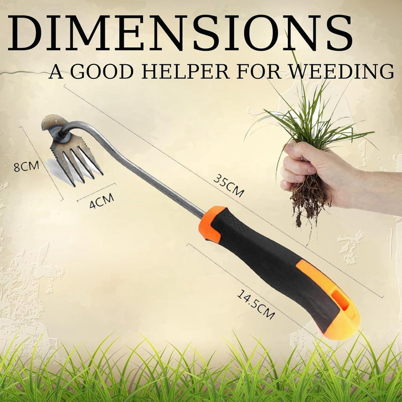 Tuinieren handonkruidsteker, onkruidverwijderaar, onkruidverwijderaar met steel, voegenkrabber met steel, tuinhark, traditionele tuinhark, onkruidjager.