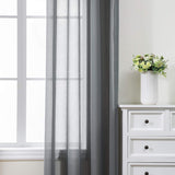 Transparante decoratieve gordijnen voor balkondeur voile gordijnen met ogen faux linnenlook grijs gordijn voor slaapkamer woonkamer H 245 x B 140 cm set van 2