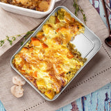 Bakplaat, roestvrij staal, rechthoekig, kleine ovenschaal, 2-delige set, 5 cm diepe ovenplaat voor bakken, braden, serveren, hoogglans gepolijst en vaatwasmachinebestendig, 23,8 x 18 x 5 cm