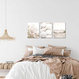 Klaar om op te hangen - wandafbeeldingen set schelpen zand - collage woonkamer N001735a, 30x40 cm - 3 foto's