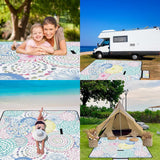 Waterdichte picknickdeken, 200 x 200 cm grote stranddeken, zandvrij met waterdichte onderkant, draagbare strandmat voor 4-6 personen, campingdeken met draaggreep voor park, tuin, strand, buiten