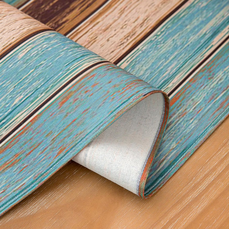 Tafelloper groen tafelloper lente zomer nautisch anker linnen tafelmatten retro rustieke schuur houtstructuur keuken eettafel decoratie tafelloper modern voor feest 40 x 140 cm