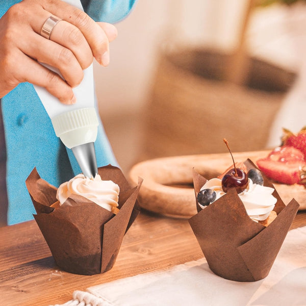 40 cm herbruikbare spuitzak met 7 spuitmonden en een verdikte adapter, 18/8 roestvrij verschillende spuitmonden voor decoraties op taarten, cakes