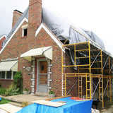 Dekzeil zeildoek waterdicht stoffen zeildoek met oogjes schema's houten dekzeil bouwzeil voor tuin hout tuinmeubelen kamperen (blauw 50 g/m2, 3 m x 4 m)