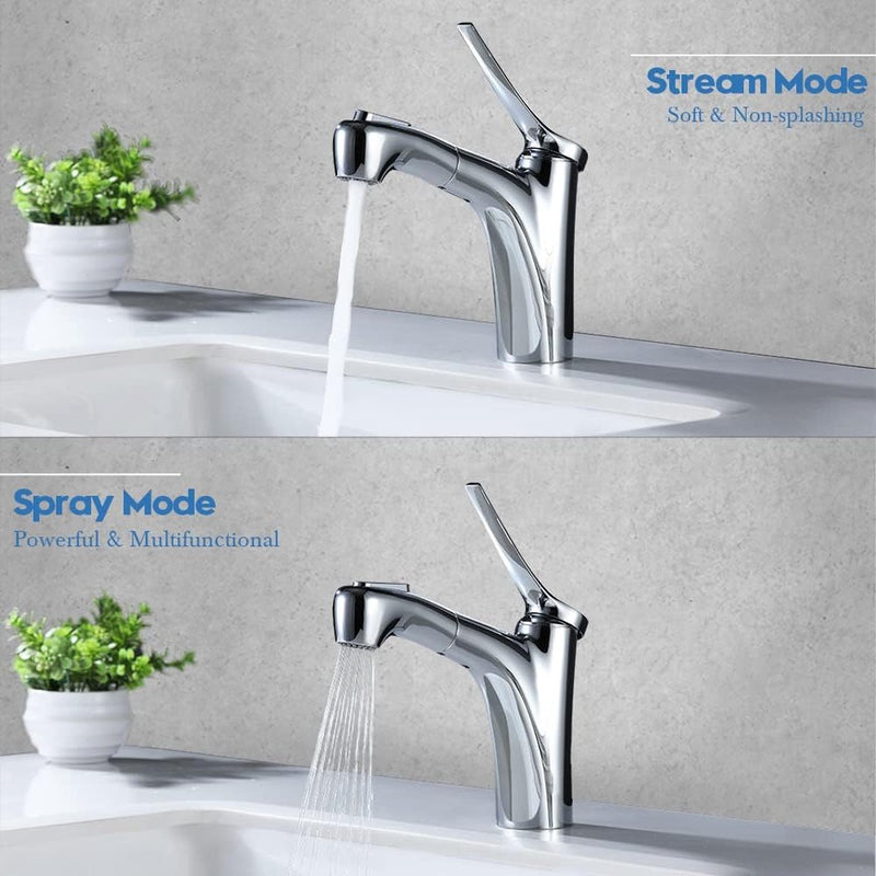 Wastafelkraan met uittrekbare douchekraan Badkamer Uitschuifbare Kraan Badkamer Badkamer Kraan Wastafel Kraan Chroom