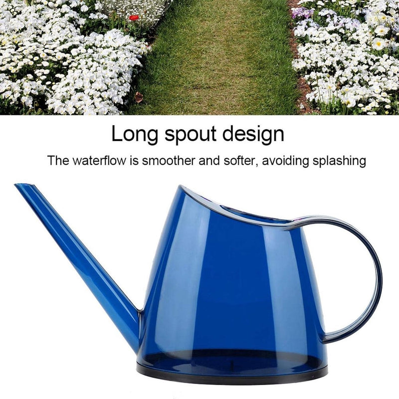 Gieter voor kamerplanten, 1,2 l, plantengieter met lange uitloop, kleine kan, transparant voor tuinbloem (blauw)