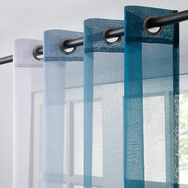 Gordijnen turquoise kleurverloop gordijnen raamgordijn transparant met oogjes ooggordijn set van 2 245 cm hoog gordijn lusgordijn 140 cm breed decoratie voor moderne woonkamer slaapkamer