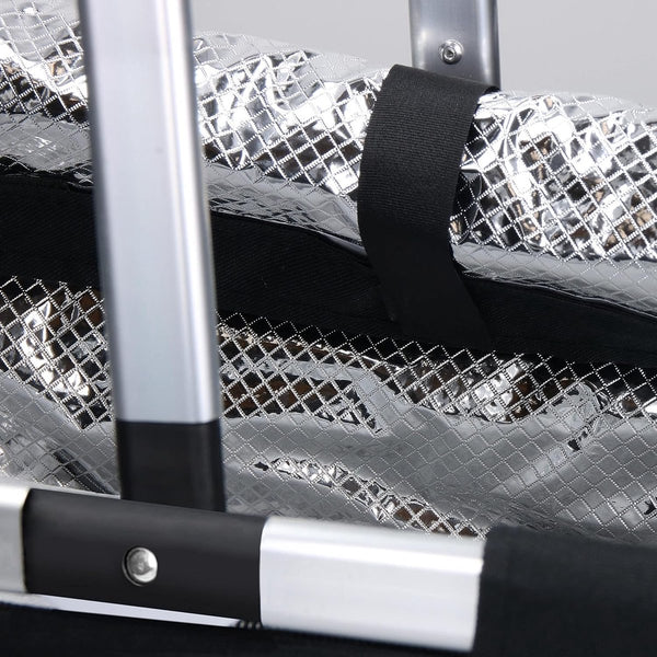 Boodschappenmand, koelmand met deksel, thermische koeltas, picknickmand met koelvak, isolatietas met aluminium handvat, 30 liter volume, zwart