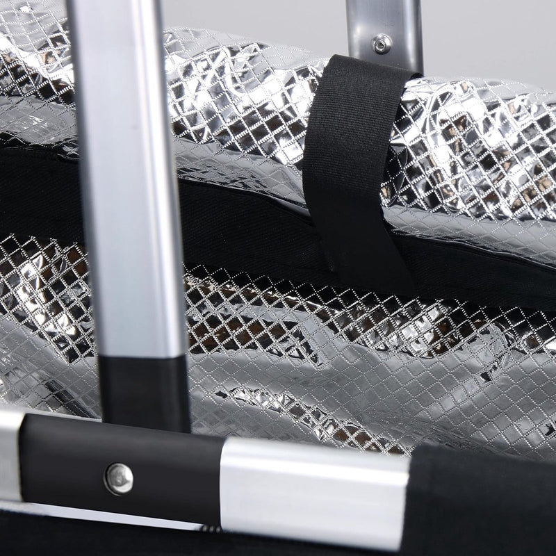 Boodschappenmand, koelmand met deksel, thermische koeltas, picknickmand met koelvak, isolatietas met aluminium handvat, 30 liter volume, zwart