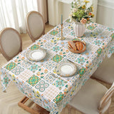 Tafelkleed rechthoekige geometrie, Boheems, waterafstotend, tafelkleed, decoratie, polyester tafelkleed voor keuken, feesten, lente/zomer (153 x 213 cm)