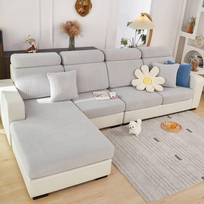 Zitbank, kussenhoes, stretch bankhoes, universele elastische bankzithoes, antislip bankhoes beschermhoes voor bankkussen L-vormige chaise lounge meubelbescherming