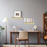 Wandplank, goudkleurig metaal, wandrek met schroeven, 2 stuks, aluminium, wandplank, zwevend rek, klein, voor badkamer, slaapkamer, keuken, decoratieve fotolijst