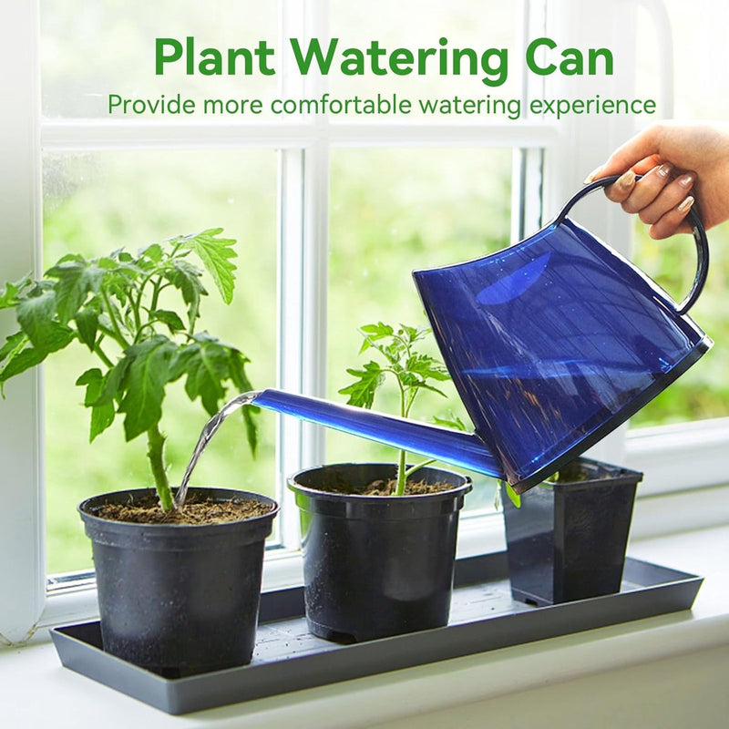 Gieter voor kamerplanten, 1,2 l, plantengieter met lange uitloop, kleine kan, transparant voor tuinbloem (blauw)