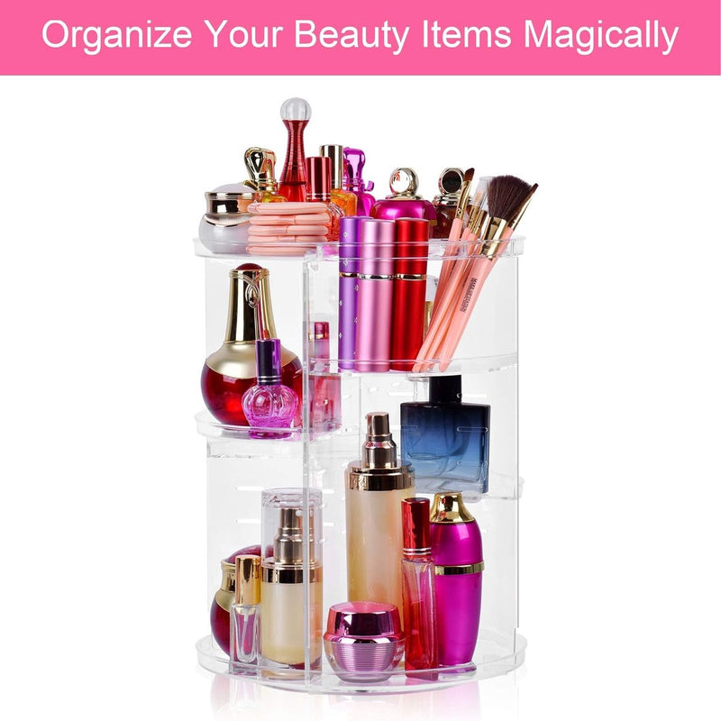 360° roterende make-up organizer, verstelbare multifunctionele cosmetische opbergdoos, grote capaciteit sieraden parfum displaystandaard (transparant)