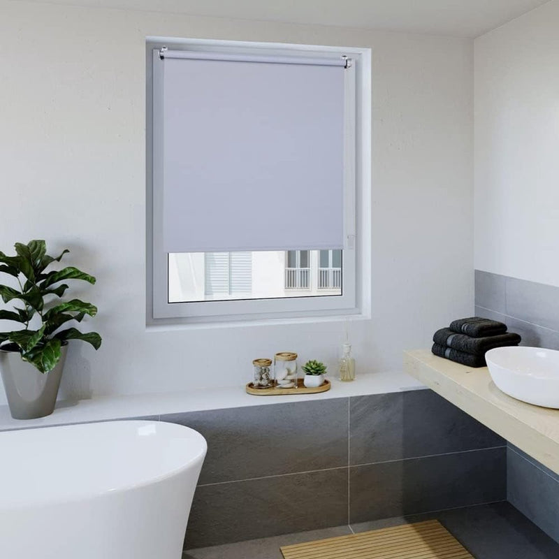 Verduisterend rolgordijn, thermorolgordijn, 45 x 160 cm, lichtgrijs, zonder boren, met gelijkkleurige coating, Oeko-Tex-standaard 100, inkijkbescherming, zonwering, klembevestiging, voor ramen
