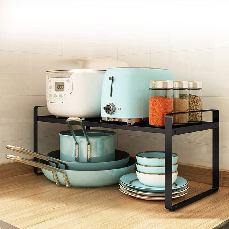 Keukenrek op het werkblad, uitbreidbaar, multifunctioneel metalen keukenrek, heavy duty, verstelbaar werkbladenrek, kruidenrek, organizer, pantry, vrijstaand voor keuken en badkamer