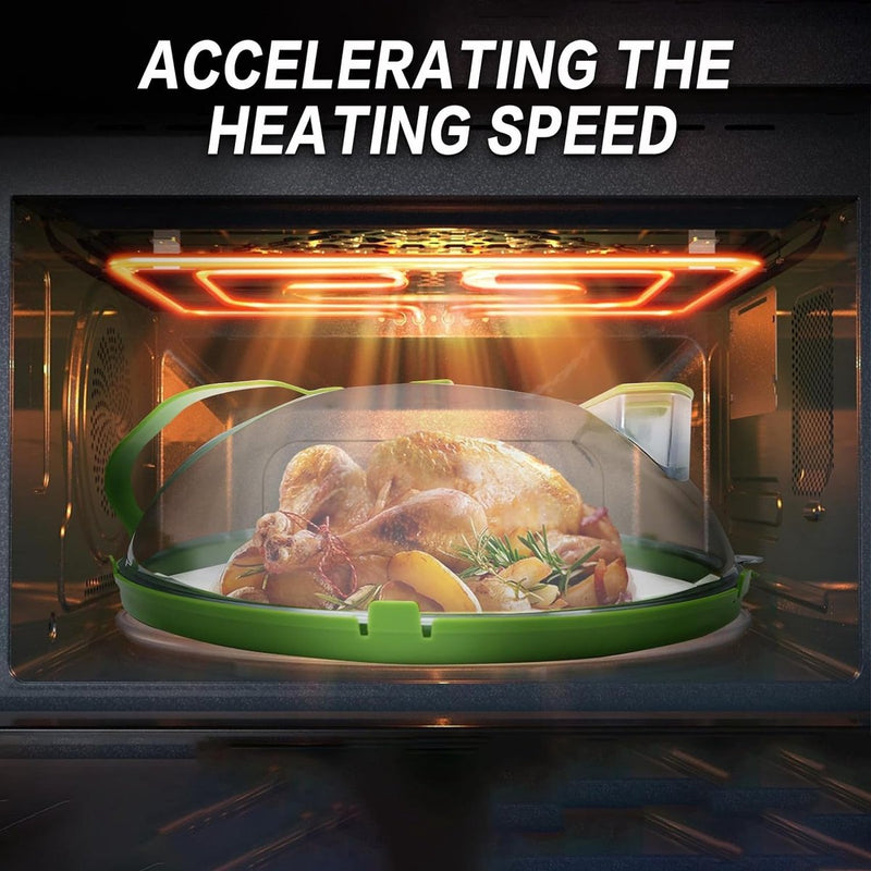 Magnetron Voedsel Bell Plaat Deksel Voorkom Spatten Helder met Ventilatie en Handgrepen Hittebestendige Deksels (Pack van 1)