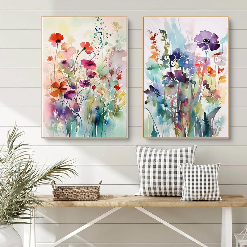 Woonkamerfoto's, set van 3, kleurrijke bloemenposters, slaapkamermuurfoto's, stijlvolle esthetische decoratieve canvasfoto's, zonder lijst, wanddecoratieposter (50 x 70 cm)