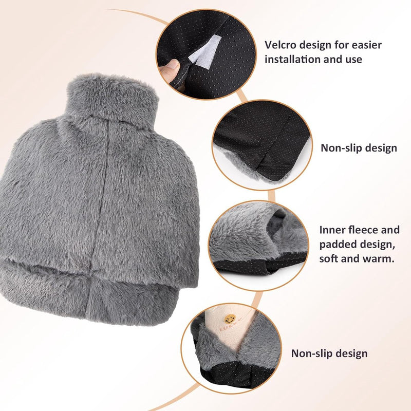 Warmwaterkruik voeten, warmwaterkruik 2 l, warmwaterkruik, natuurlijk rubber met deksel, lekvrije warmwaterkruik om te reinigen, afneembaar, groot, geschikt voor het warm houden van de voeten