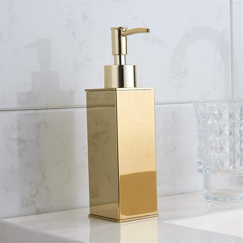 Staande zeepdispenser Vierkante lotionzeepdispensers, gouden shampoodispenser voor douche, badkamer, keuken
