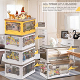 28 liter opslagcontainers met deksels, 2 pakken grote plastic stapelbare speelgoedopslagcontainers Box Organizer, opvouwbare opslagcontainers Bakken met wielen