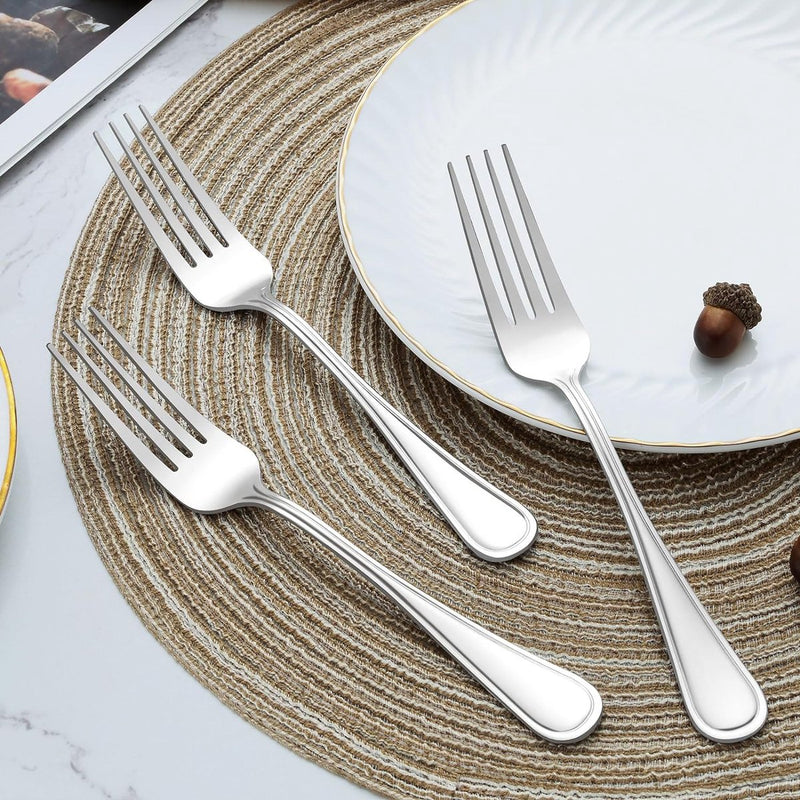 Vorken 24 stuks, 20 cm, roestvrij stalen vorken, tafelvorken, bestekvorken, taartvorken, spiegelgepolijst, dessertvorken, vaatwasmachinebestendig, tafelvorken, geschikt voor thuis, restaurant,