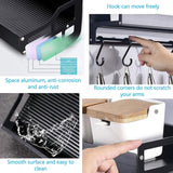 Keukenhouder zonder boren met 6 haken, keukenrek, muur voor specerijen, haaklijst, keukenhulp, hanglijst, aluminium kruidenrek, matte afwerking, voor keuken en badkamer