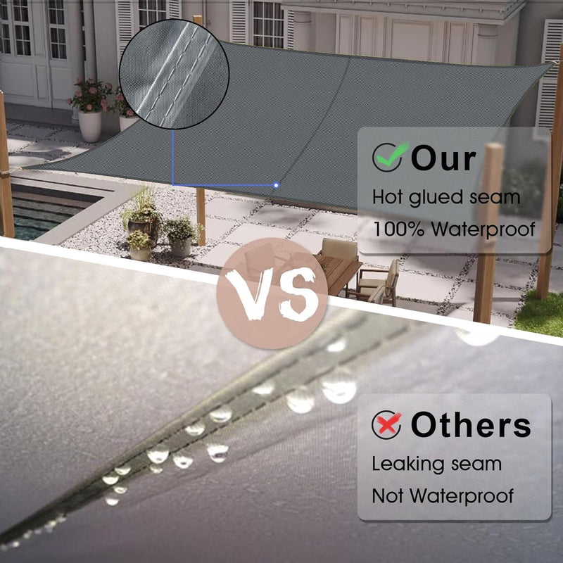 Zonnezeil, rechthoekig, 3 x 4 m, waterdicht, zonwering, weerbestendig, zeil, baldakijn, uv-bescherming, voor balkon, terras en tuin, grijs antraciet