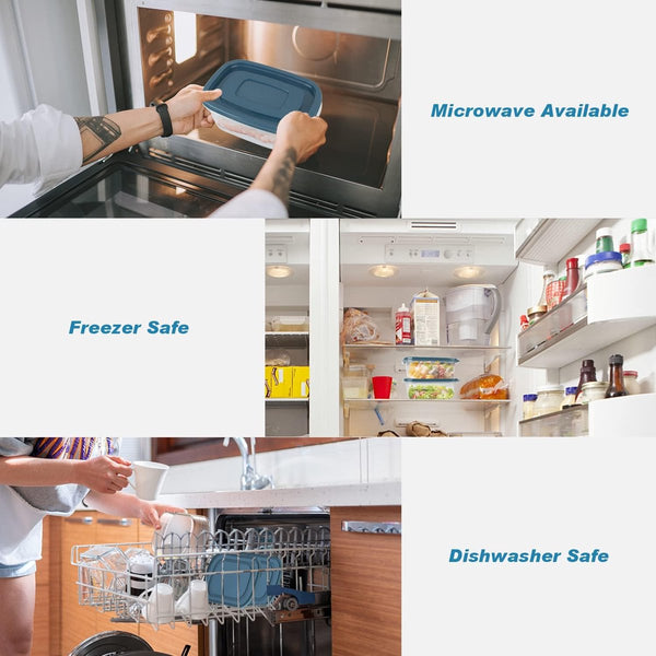 Voedselcontainers, opbergset (1000ML per doos), BPA-vrij, rechthoekig, kunststof, voedselcontainers met deksel, stapelbaar, voor school, werk, reizen en maaltijden, 10 stuks