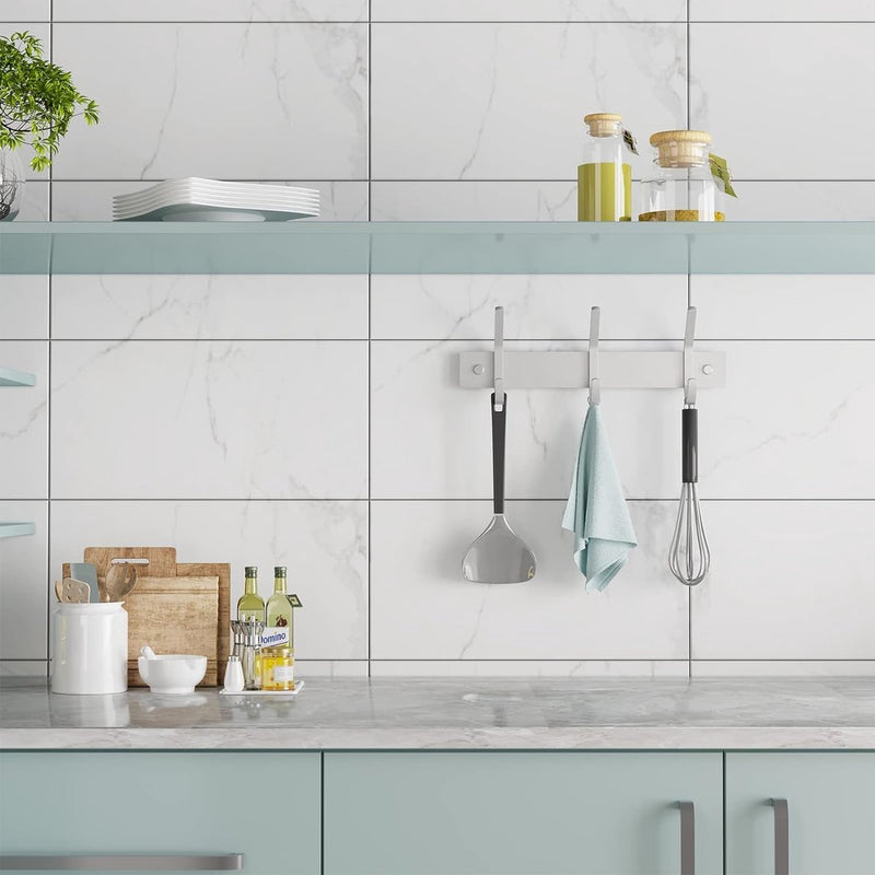 Kledinghaken, 3 haken, garderobelijst, roestvrij staal, geborsteld, voor jassen, jurken, tot 20 kg belastbaar, haaklijst voor hal, voorkamer, 22 cm (zilver, 2 stuks)