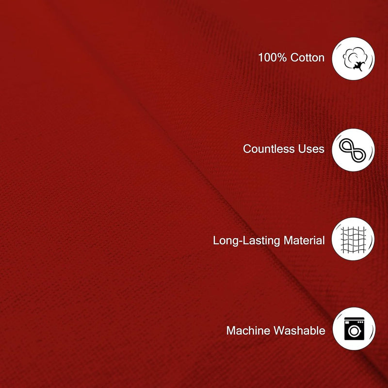 Katoenen servetten met holle zoom, set van 4 | effen dieprood kleur | afmetingen 43 x 43 cm | servetten voor eettafel decoratie - wasbaar en herbruikbaar