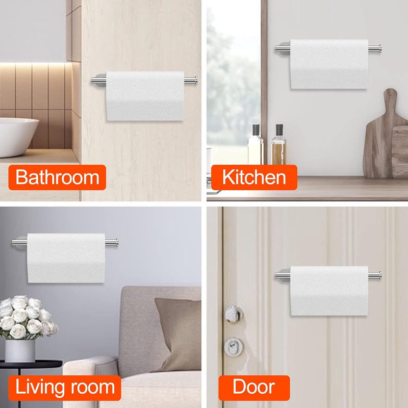 Keukenrolhouder zonder boren, zelfklevende of boorbare handdoekhouder/keukenhouder, keukenrolhouder van roestvrij staal, tissuestick geschikt voor keuken, badkamer, slaapkamer (zilver)