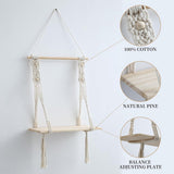 Wandplank Houten Boheemse Wandplank Handgemaakte Macrame Wanddecoratie met LED-verlichting Geschikt voor Woonkamer Wanddecoratie Kamerdecoratie