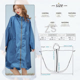 Waterdichte regenponcho voor dames en heren, herbruikbaar, lichte outdoor regenjas, ritssluiting, regenkleding, regenjas met capuchon
