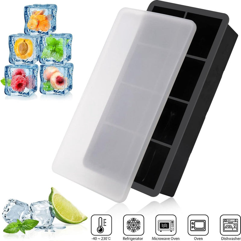2 stuks siliconen ijsblokjesvorm, groot, 8-voudige ijsblokjeshouder met bol, ijsbolvorm, ijsbolvorm, voor gekoelde cocktails, whiskydranken