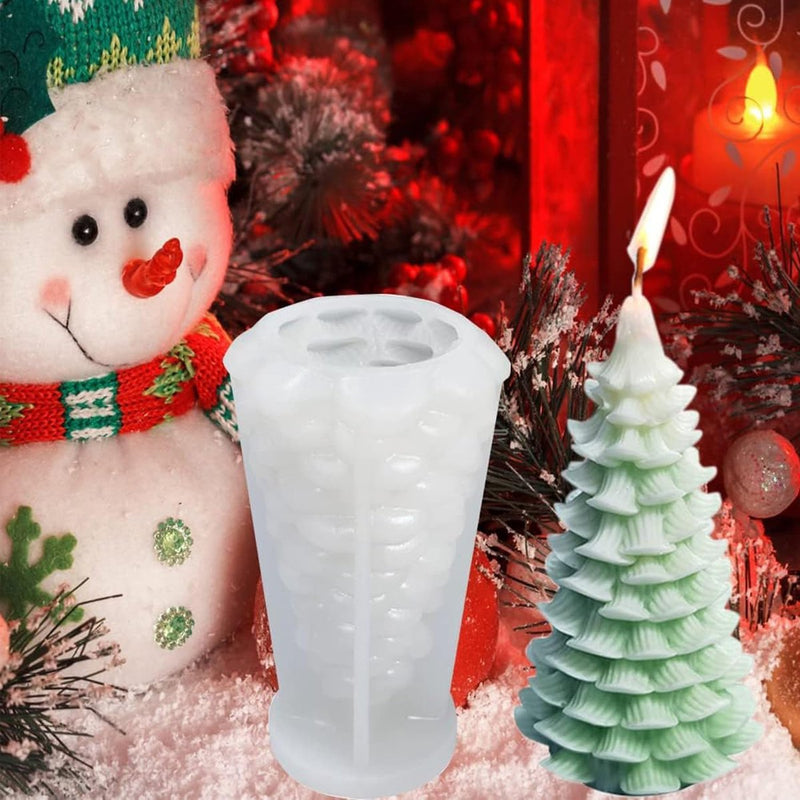 2 stuks siliconen kerstboomkaarsvormen, 3D-kaarsvormen, doe-het-zelf siliconen kaarsen, gietvorm voor het maken van kaarsen, aromastenen, kersthandwerk, ornamenten