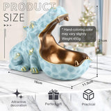 Schaal nijlpaard, hars sleutelhouder figuur, grote mond nijlpaard standbeeld tafeldecoratie, moderne sleutelschaal voor hal, woonkamer, kantoor, geschenken, decoratie, groen-klein