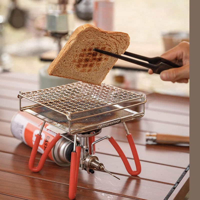 Campingmoon Camping Broodrooster voor Gasfornuis 304 Roestvrij Staal Broodrooster Mini Camping Grill Rack US-1312