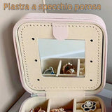 Sieradendoosje met initiële letter M, juwelenkistje met bloem, klein reis-sieradenkistje met spiegel