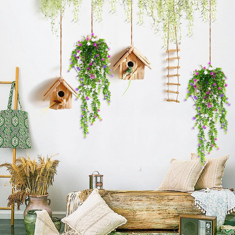 2 stuks kunsthangplanten, bloemen, meerkleurig, kunstbloemen aan de muur, kunsthangplanten, hangbloemen, klimop voor binnen en buiten, balkon, bruiloft, tuin, wanddecoratie